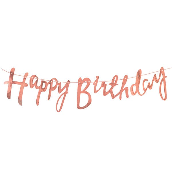 Гирлянда Happy Birthday (курсив), Розовое Золото, Металлик, 100 см.