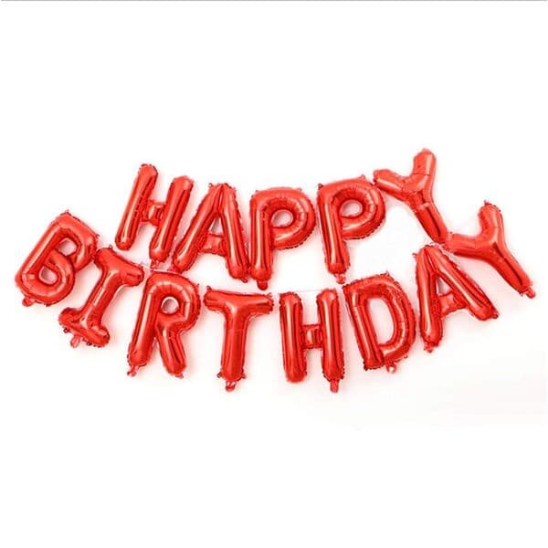 Надпись F, Happy birthday, красный, размер буквы 16"