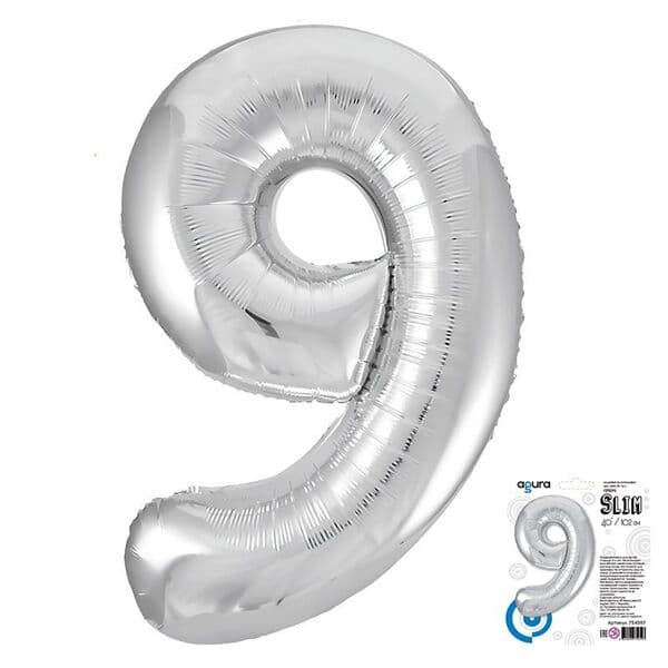 Цифра Ag "Серебро, Slim 9" 40"