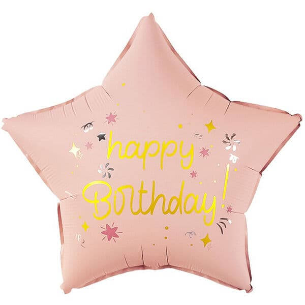 Звезда ДБ «Happy Birthday (праздничные искры), Розовый, Сатин»