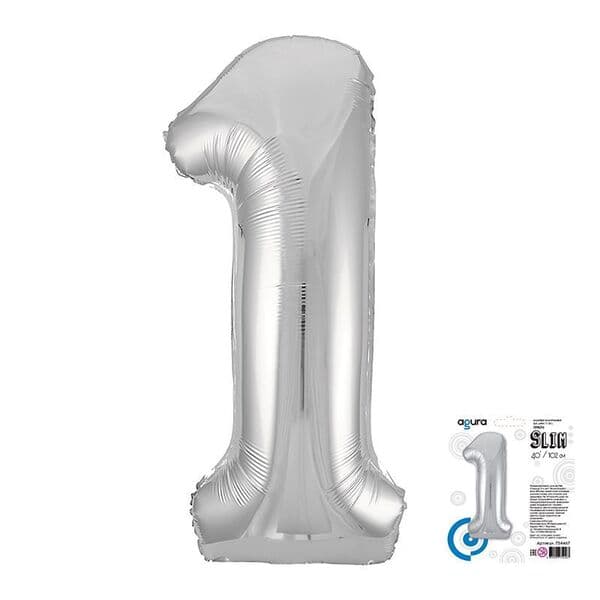 Цифра Ag "Серебро, Slim 1" 40"