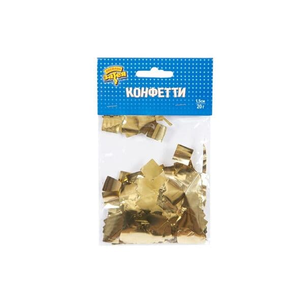 Конфетти Квадрат фольг золото 1,5см 20гр, ВЗ