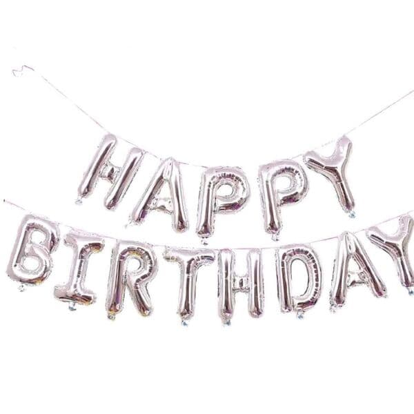 Надпись F, Happy birthday, серебро, размер буквы 16"
