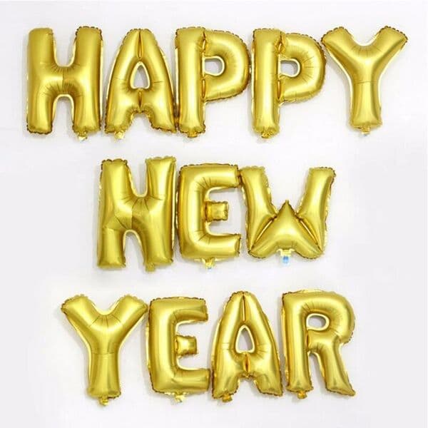 Надпись F, HAPPY NEW YEAR, Золото, размер буквы 16"