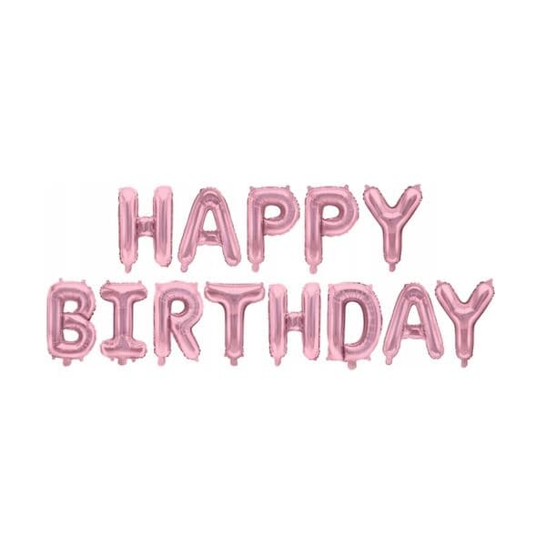 Надпись F, Happy birthday, светло-розовый, размер буквы 16"